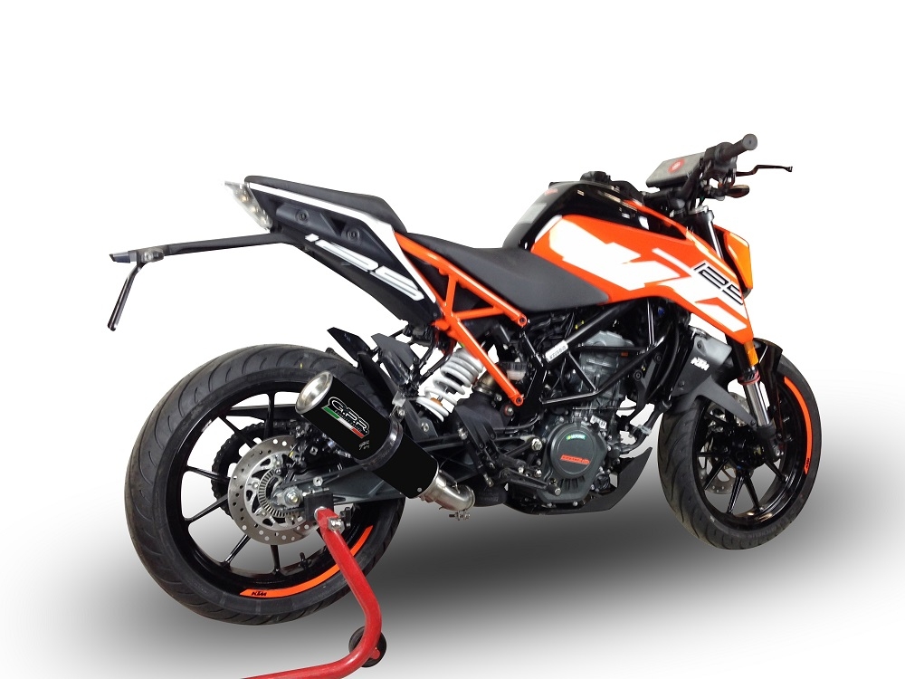 GPR pot echappement compatible avec  Ktm Duke 390 2017-2020, M3 Black Titanium, Échappement légal, homologué,silencieux avec db killer amovible et tuyau de liaison spécifique 