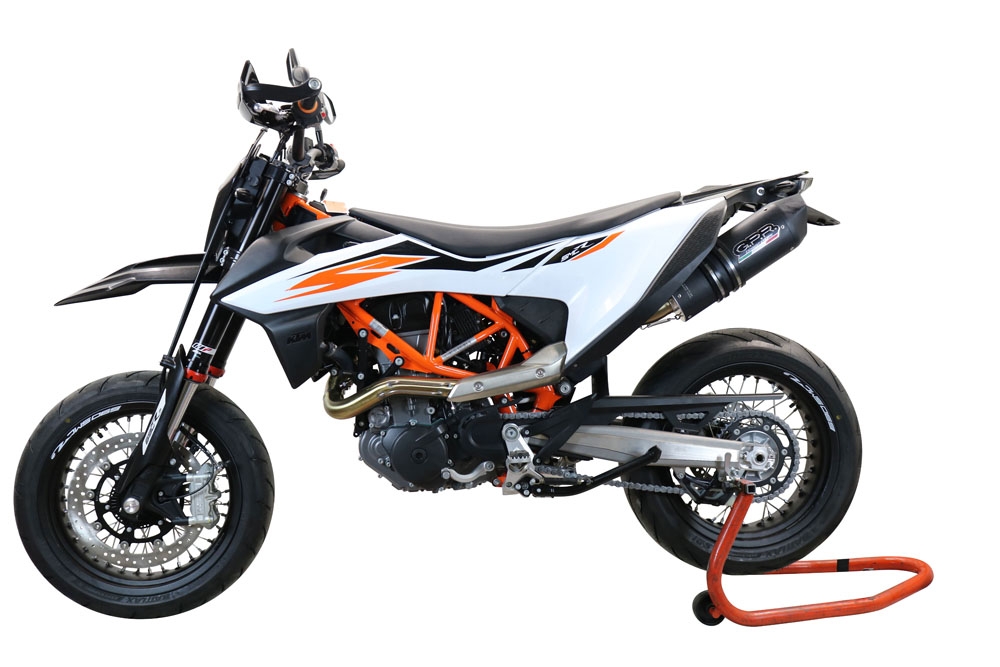 GPR pot echappement compatible avec  Ktm Enduro 690 R 2019-2020, Furore Evo4 Nero, Pot Échappement slip-on homologué, légal, avec db killer amovible, tuyau de liaison et catalyseur 