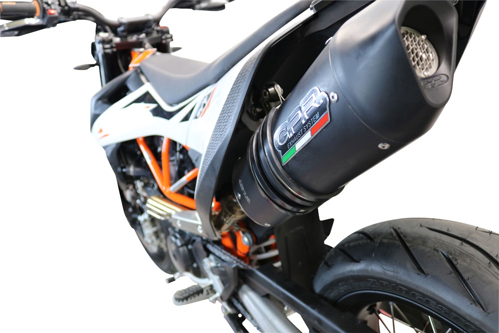 GPR pot echappement compatible avec  Ktm Enduro 690 R 2019-2020, Furore Evo4 Nero, Pot Échappement slip-on homologué, légal, avec db killer amovible, tuyau de liaison et catalyseur 