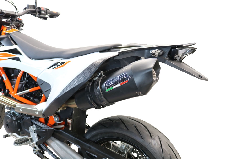 GPR pot echappement compatible avec  Ktm Enduro 690 R 2021-2024, GP Evo4 Black Titanium, Pot Échappement slip-on homologué, légal, avec db killer amovible, tuyau de liaison et catalyseur 