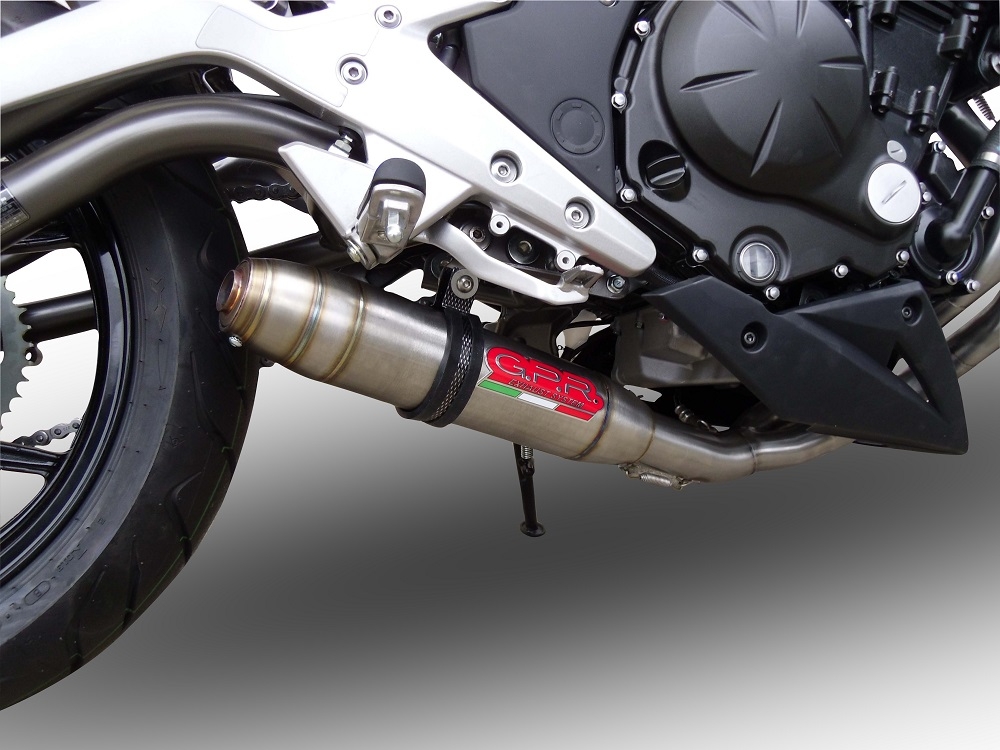 GPR pot echappement compatible avec  Kawasaki Er 6 N - F  2012-2016, Deeptone Inox, Homologué et légal, système d'échappement complet, avec db killer amovible 