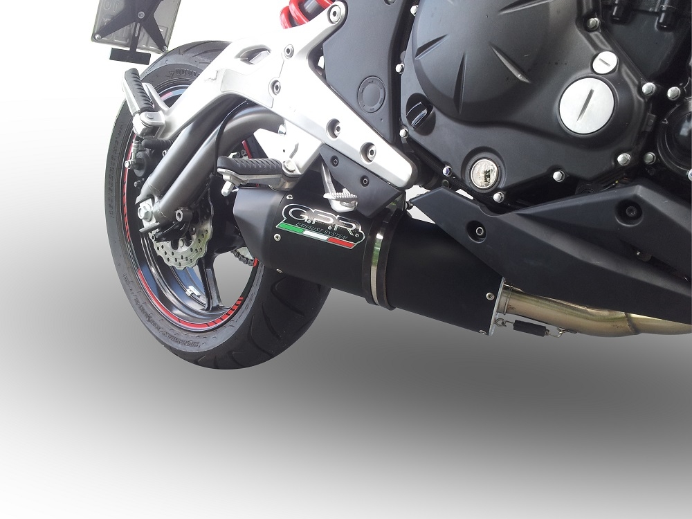 GPR pot echappement compatible avec  Kawasaki Er 6 N - F  2012-2016, Furore Nero, Homologué et légal, système d'échappement complet avec catalyseur et db killer amovible 