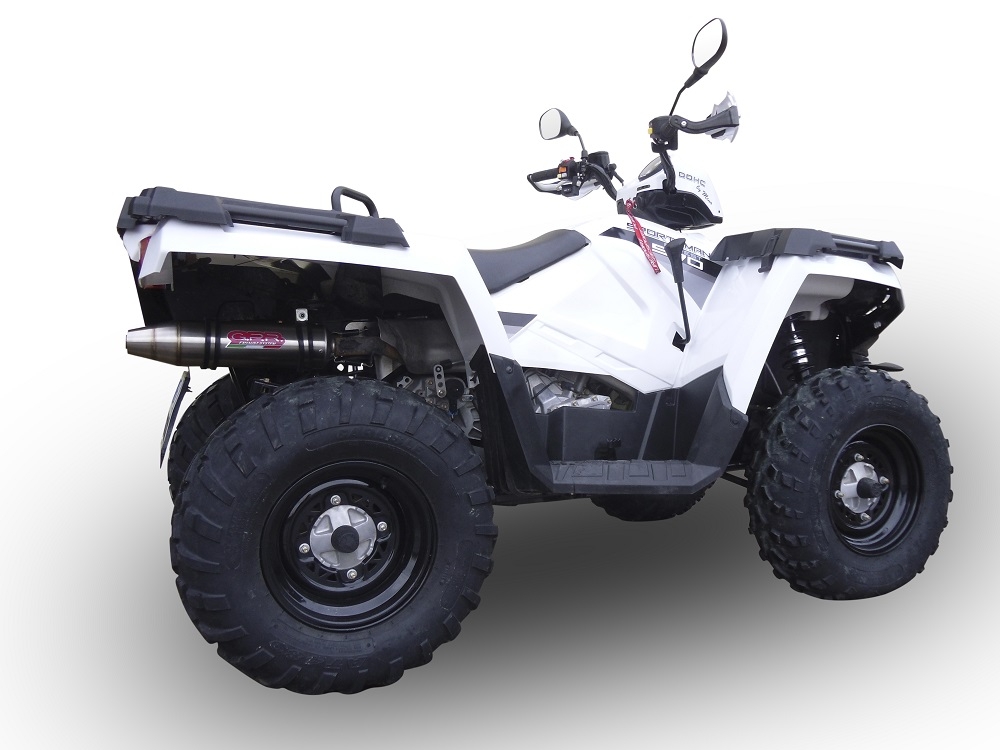 GPR pot echappement compatible avec  Polaris Sportsman 850 H.O. / EPS / SP 2009-2016, Deeptone Atv, Échappement légal, homologué,silencieux avec db killer amovible et tuyau de liaison spécifique 