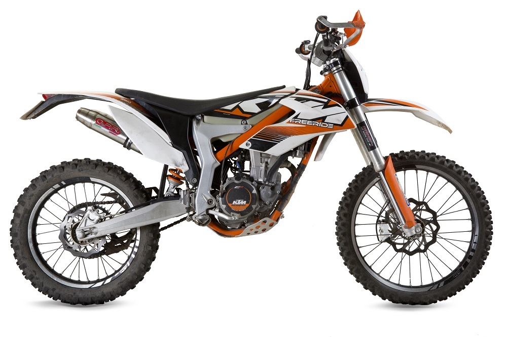 GPR pot echappement compatible avec  Ktm Freeride 350 4T 2012-2017, Deeptone Inox, Paire de pot d'échappement homologuées, livrées avec db killer amovible et raccords spécifiques 