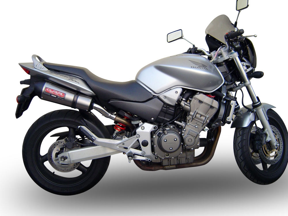 GPR pot echappement compatible avec  Honda Hornet 900 - Cb 900 F 2002-2005, Gpe Ann. titanium, Paire de pot d'échappement homologuées, livrées avec db killer amovible et raccords spécifiques 