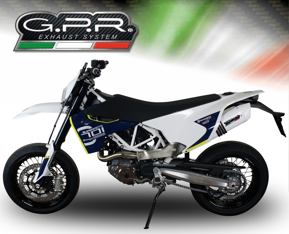 GPR pot echappement compatible avec  Husqvarna Supermoto 701 2015-2016, Albus Ceramic, Pot Échappement slip-on homologué, légal, avec db killer amovible, tuyau de liaison et catalyseur 