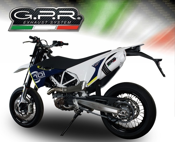 GPR pot echappement compatible avec  Husqvarna Supermoto 701 2015-2016, Albus Ceramic, Pot Échappement slip-on homologué, légal, avec db killer amovible, tuyau de liaison et catalyseur 