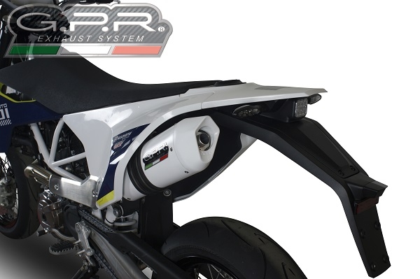 GPR pot echappement compatible avec  Husqvarna Supermoto 701 2015-2016, Albus Ceramic, Pot Échappement slip-on homologué, légal, avec db killer amovible, tuyau de liaison et catalyseur 