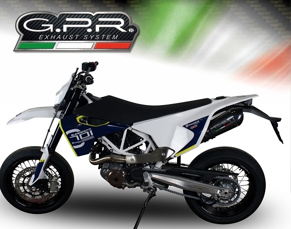 GPR pot echappement compatible avec  Husqvarna Supermoto 701 2021-2024, GP Evo4 Poppy, Échappement légal, homologué,silencieux avec catalyseur, db killer amovible et tuyau de liaison spécifique 