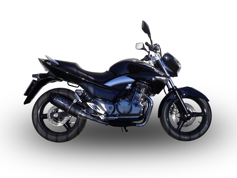 GPR pot echappement compatible avec  Suzuki Gw 250 F Inazuma 2012-2017, Furore Nero, Paire de pot d'échappement homologuées, livrées avec db killer amovible et raccords spécifiques 