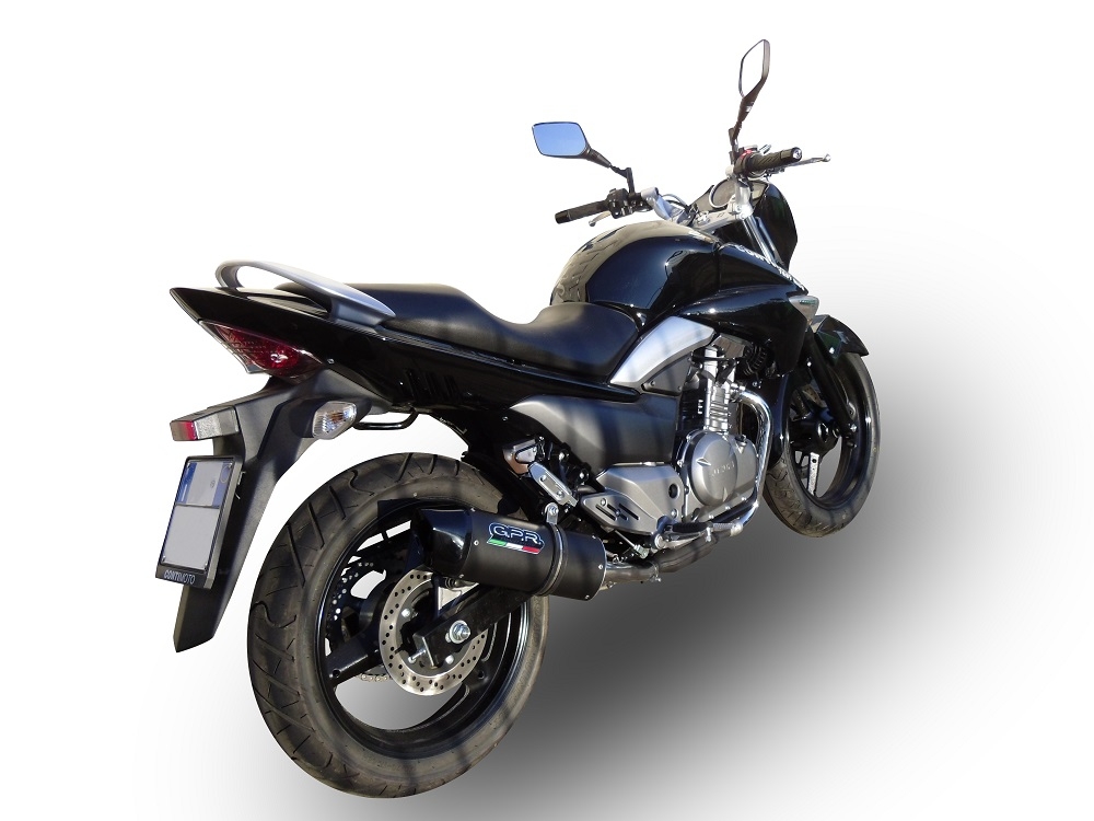 GPR pot echappement compatible avec  Suzuki Gw 250 F Inazuma 2012-2017, Furore Nero, Paire de pot d'échappement homologuées, livrées avec db killer amovible et raccords spécifiques 