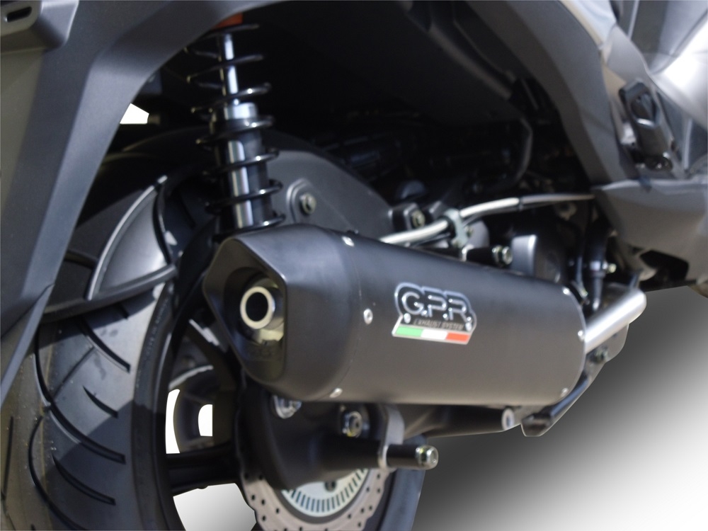 GPR pot echappement compatible avec  Hyosung Comet 650 Gt - R 2004-2016, Furore Nero, Silencieux d'échappement, homologué, montage avec bride spécifique (bolt-on), avec db killer amovible 