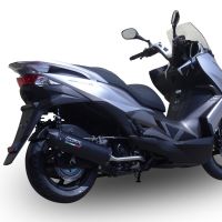 GPR pot echappement compatible avec  Hyosung Comet 650 Gt - R 2004-2016, Furore Nero, Silencieux d'échappement, homologué, montage avec bride spécifique (bolt-on), avec db killer amovible 