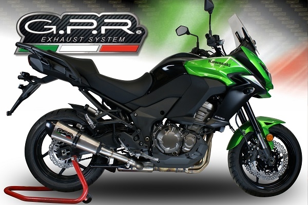 GPR pot echappement compatible avec  Kawasaki Versys 1000 I.E. 2011-2013, Gpe Ann. titanium, Échappement légal, homologué,silencieux avec db killer amovible et tuyau de liaison spécifique 