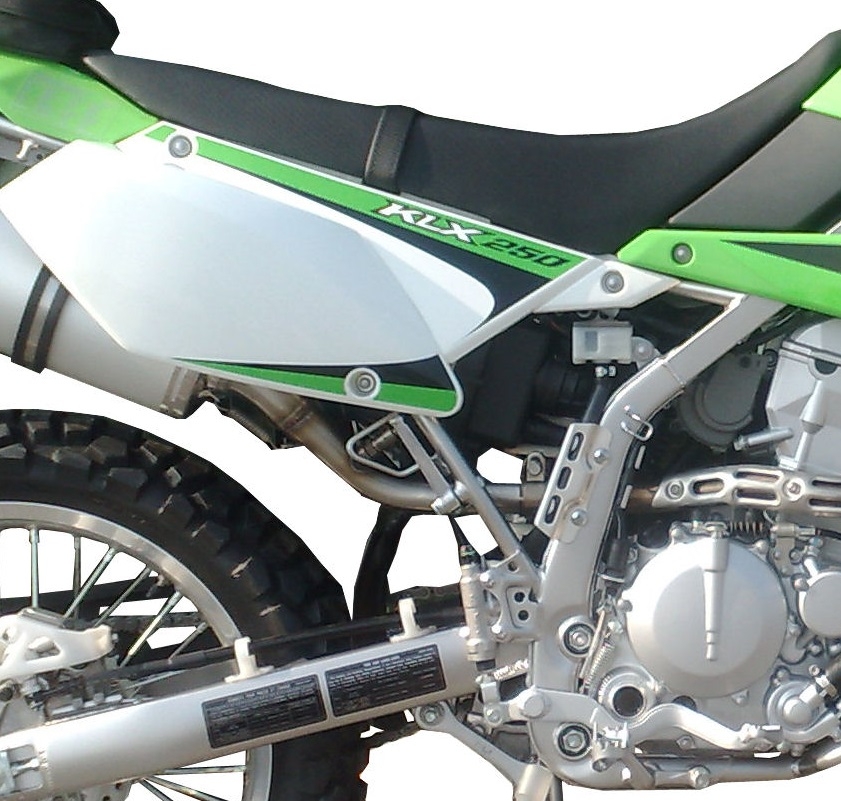 GPR pot echappement compatible avec  Kawasaki KLX 250 S 2009-2017, Gpe Ann. Poppy, Échappement légal, homologué,silencieux avec db killer amovible et tuyau de liaison spécifique 