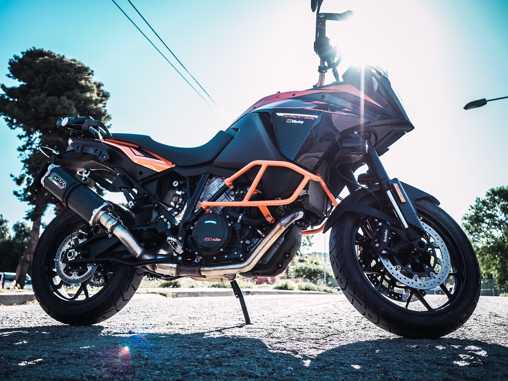 GPR pot echappement compatible avec  Ktm Lc 8 Adventure 1050 2015-2016, Dual Poppy, Échappement légal, homologué,silencieux avec db killer amovible et tuyau de liaison spécifique 