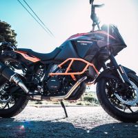 GPR pot echappement compatible avec  Ktm Lc 8 Adventure 1050 2015-2016, Dual Poppy, Échappement légal, homologué,silencieux avec db killer amovible et tuyau de liaison spécifique 