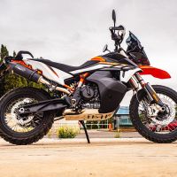 GPR pot echappement compatible avec  Ktm Adventure 890 2021-2024, GP Evo4 Black Titanium, Échappement légal, homologué,silencieux avec db killer amovible et tuyau de liaison spécifique 