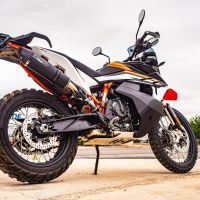 GPR pot echappement compatible avec  Ktm Adventure 890 2021-2024, GP Evo4 Black Titanium, Échappement légal, homologué,silencieux avec db killer amovible et tuyau de liaison spécifique 