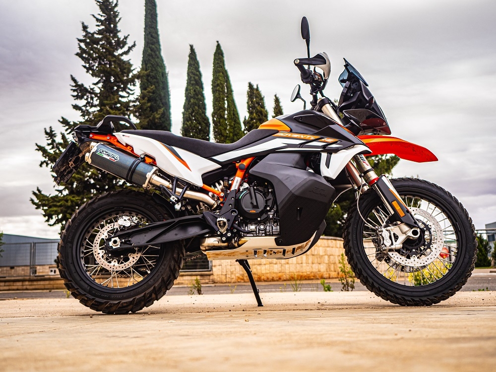 GPR pot echappement compatible avec  Ktm Adventure 890 2020-2024, Dual Poppy, Échappement légal, homologué,silencieux avec db killer amovible et tuyau de liaison spécifique 