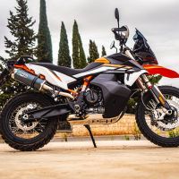 GPR pot echappement compatible avec  Ktm Adventure 890 2020-2024, Dual Poppy, Échappement légal, homologué,silencieux avec db killer amovible et tuyau de liaison spécifique 