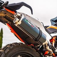 GPR pot echappement compatible avec  Ktm Duke 890 2021-2024, Dual Poppy, Échappement légal, homologué,silencieux avec db killer amovible et tuyau de liaison spécifique 