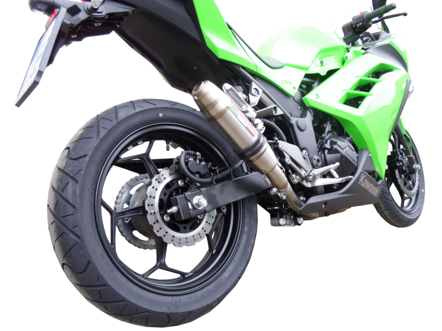 GPR pot echappement compatible avec  Kawasaki Ninja 300 R  2012-2017, Deeptone Inox, Échappement légal, homologué,silencieux avec db killer amovible et tuyau de liaison spécifique 