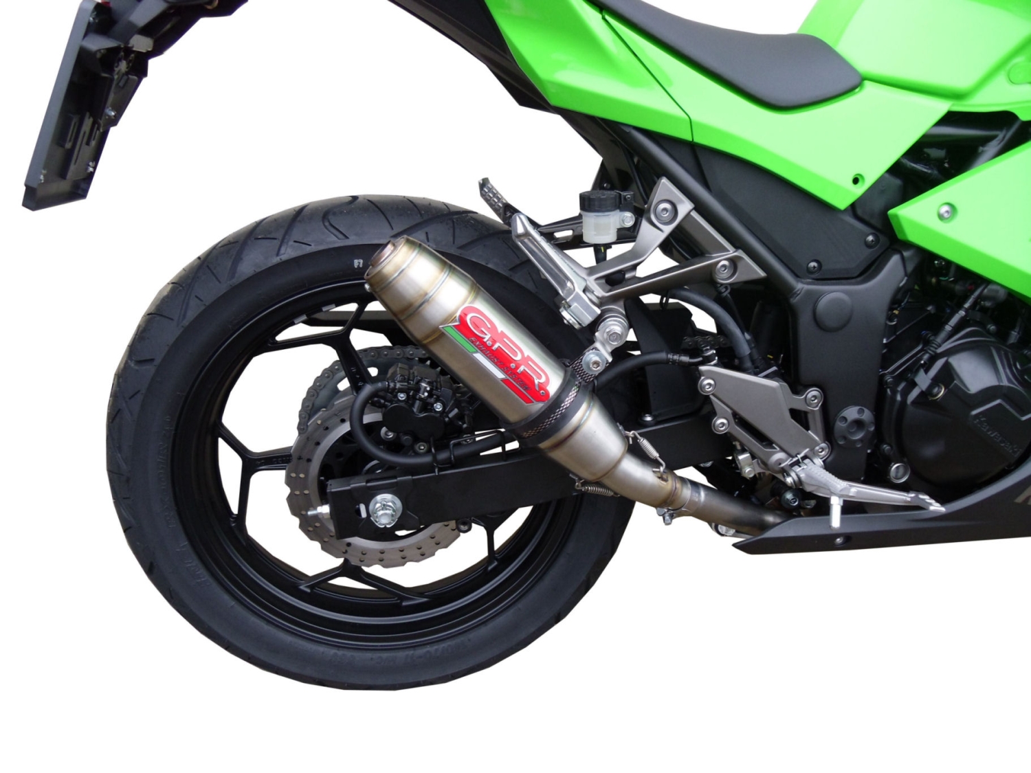 GPR pot echappement compatible avec  Kawasaki Ninja 300 R  2012-2017, Deeptone Inox, Échappement légal, homologué,silencieux avec db killer amovible et tuyau de liaison spécifique 