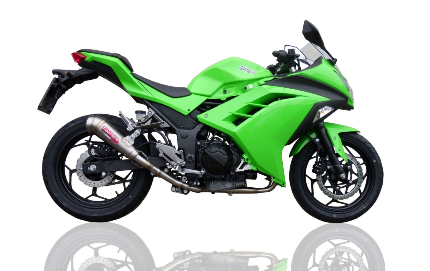 GPR pot echappement compatible avec  Kawasaki Ninja 300 R  2012-2017, Powercone Evo, Échappement légal, homologué,silencieux avec db killer amovible et tuyau de liaison spécifique 