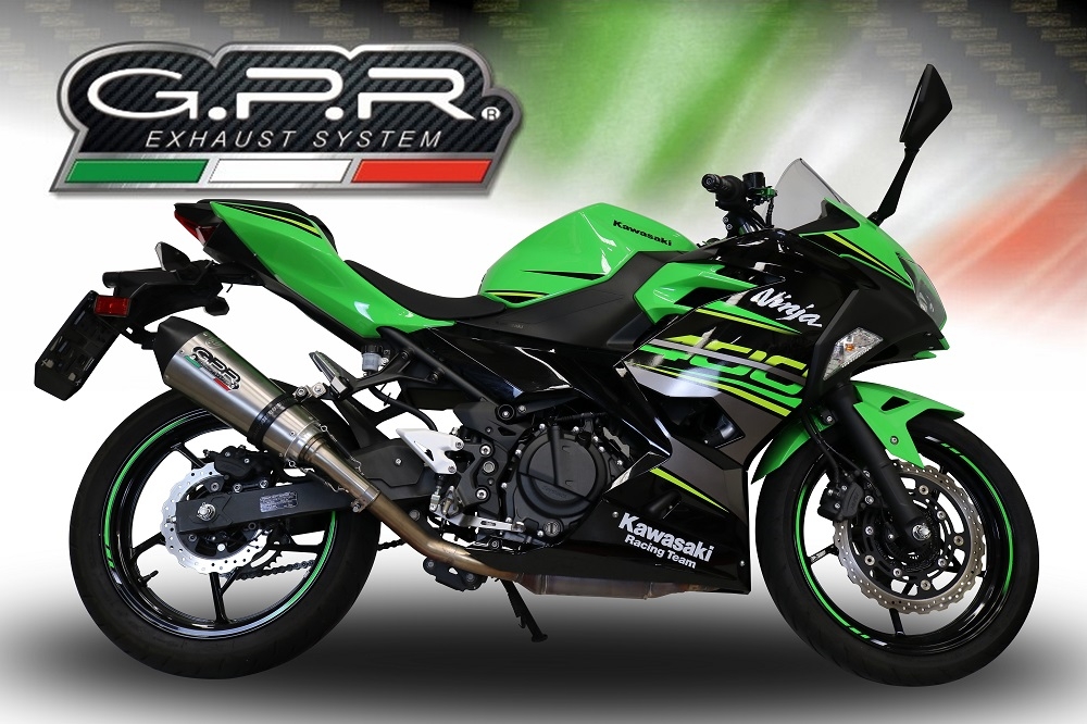 GPR pot echappement compatible avec  Kawasaki Z 400 2018-2022, Gpe Ann. titanium, Pot echappement racing, ligne complet, fourni avec collecteur spécifique, article sans homologation 