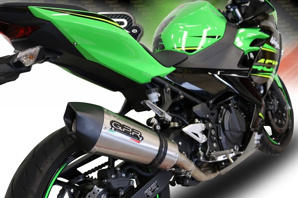 GPR pot echappement compatible avec  Kawasaki Z 400 2018-2022, Gpe Ann. titanium, Pot echappement racing, ligne complet, fourni avec collecteur spécifique, article sans homologation 