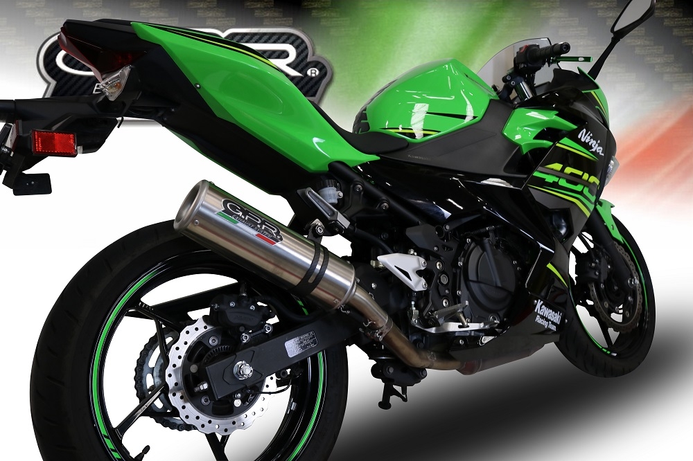 GPR pot echappement compatible avec  Kawasaki Ninja 400 2018-2022, M3 Inox , Pot echappement racing, ligne complet, fourni avec collecteur spécifique, article sans homologation 