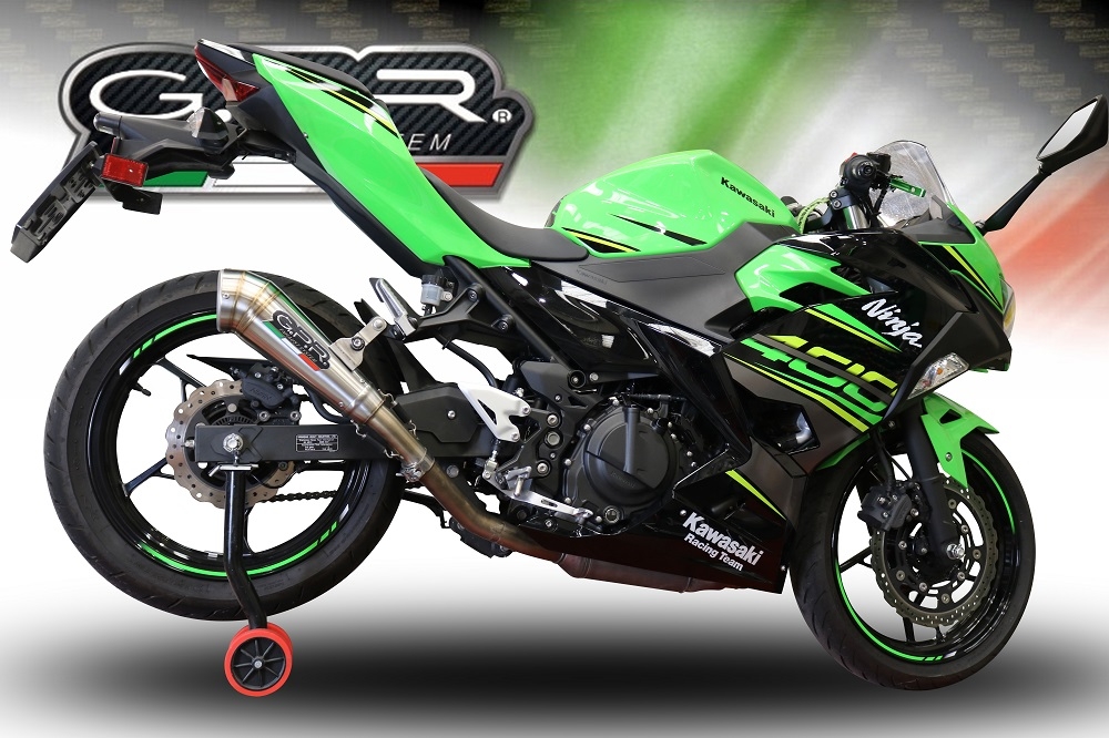 GPR pot echappement compatible avec  Kawasaki Ninja 400 2023-2024, Powercone Evo, Échappement légal, homologué,silencieux avec db killer amovible et tuyau de liaison spécifique 