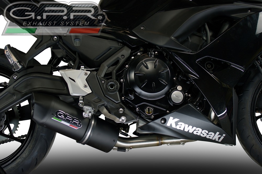 GPR pot echappement compatible avec  Kawasaki Z 650 2023-2024, Furore Evo4 Nero, Silencieux homologué pour bruit, échappement complet avec catalyseur et db killer 