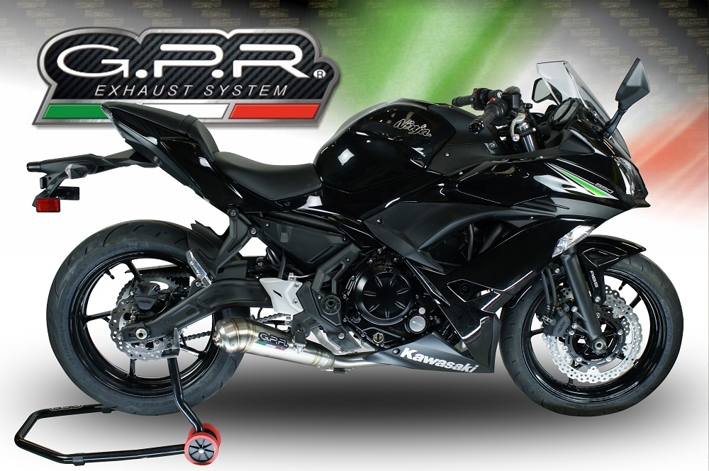 GPR pot echappement compatible avec  Kawasaki Ninja 650 2021-2022, Powercone Evo, Homologué et légal, système d'échappement complet avec catalyseur et db killer amovible 