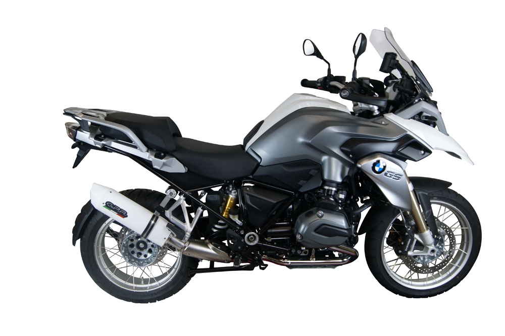 GPR pot echappement compatible avec  Bmw R 1200 Gs -Adventure 2014-2016, Albus Ceramic, Échappement légal, homologué,silencieux avec db killer amovible et tuyau de liaison spécifique 