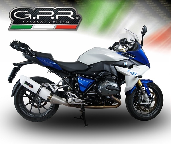 GPR pot echappement compatible avec  Bmw R 1200 Rs Lc 2015-2016, Albus Ceramic, Échappement légal, homologué,silencieux avec db killer amovible et tuyau de liaison spécifique 