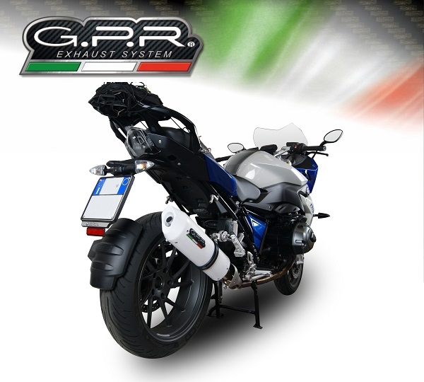 GPR pot echappement compatible avec  Bmw R 1200 Rs Lc 2015-2016, Albus Ceramic, Échappement légal, homologué,silencieux avec db killer amovible et tuyau de liaison spécifique 