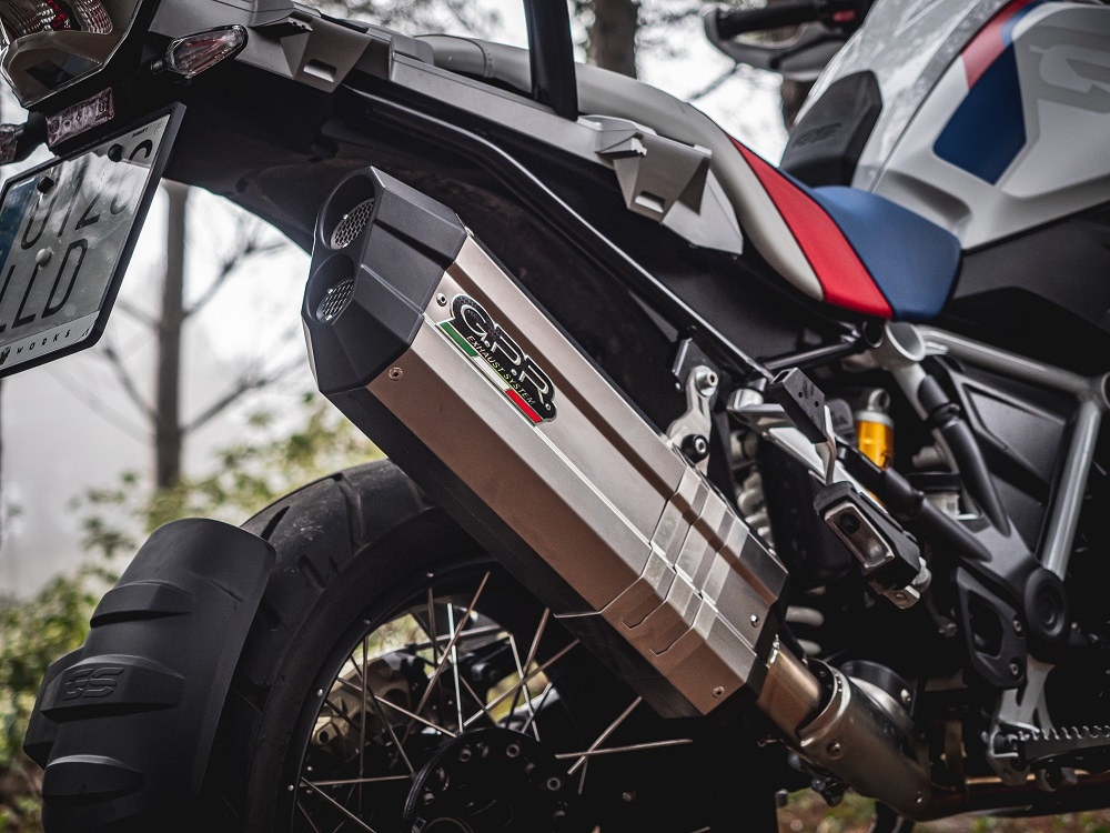 GPR pot echappement compatible avec  Bmw R 1250 Gs -Adventure 2019-2020, Sonic Titanium, Échappement légal, homologué,silencieux avec db killer amovible et tuyau de liaison spécifique 