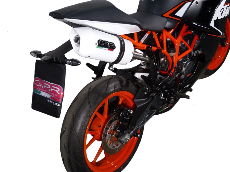 GPR pot echappement compatible avec  Ktm Duke 125 2011-2016, Albus Ceramic, Pot Échappement slip-on homologué, légal, avec db killer amovible, tuyau de liaison et catalyseur 