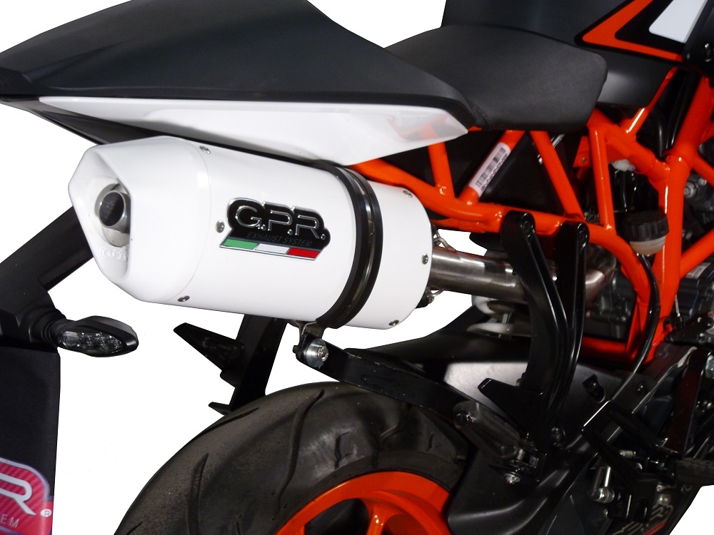 GPR pot echappement compatible avec  Ktm Duke 125 2011-2016, Albus Ceramic, Pot Échappement slip-on homologué, légal, avec db killer amovible, tuyau de liaison et catalyseur 