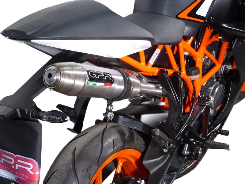 GPR pot echappement compatible avec  Ktm Rc 125 2014-2016, Deeptone Inox, Échappement légal, homologué,silencieux avec db killer amovible et tuyau de liaison spécifique 