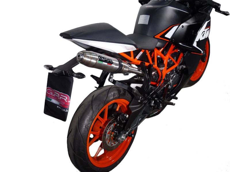 GPR pot echappement compatible avec  Ktm Rc 125 2014-2016, Deeptone Inox, Échappement légal, homologué,silencieux avec db killer amovible et tuyau de liaison spécifique 