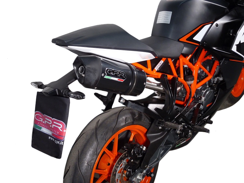 GPR pot echappement compatible avec  Ktm Rc 125 2014-2016, Deeptone Inox, Pot échappement racing, avec les tuyaux de liaison, article sans homologation 