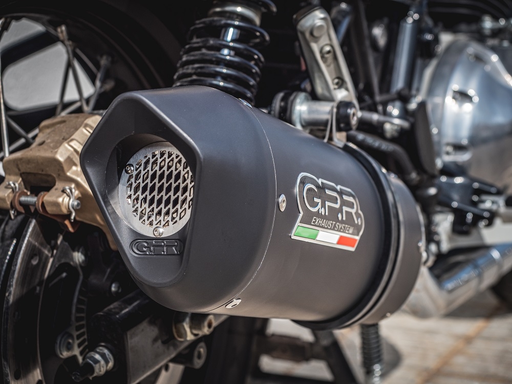 GPR pot echappement compatible avec  Royal Enfield Interceptor 650 2021-2024, Furore Evo4 Nero, Paire de pot d'échappement homologuées, livrées avec db killer amovible, catalyseurs et raccords spécifiques 