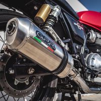 GPR pot echappement compatible avec  Royal Enfield Continental 650 2021-2024, Satinox, Paire de pot d'échappement homologuées, livrées avec db killer amovible, catalyseurs et raccords spécifiques 