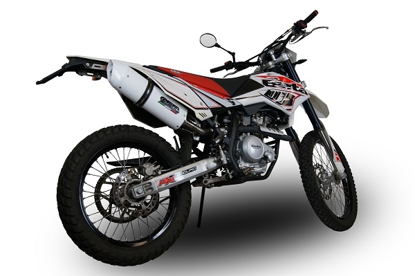 GPR pot echappement compatible avec  Beta RR 125 Enduro Lc 4t 2010-2018, Albus Ceramic, Échappement légal, homologué,silencieux avec db killer amovible et tuyau de liaison spécifique 