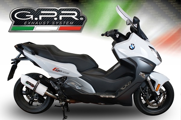 GPR pot echappement compatible avec  Bmw C 650 Sport 2016-2020, Albus Evo4, Échappement légal, homologué,silencieux avec db killer amovible et tuyau de liaison spécifique 