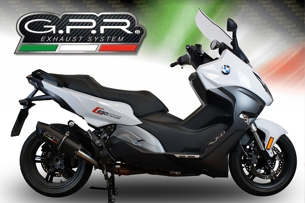 GPR pot echappement compatible avec  Bmw C 650 Sport 2016-2020, Furore Evo4 Nero, Échappement légal, homologué,silencieux avec db killer amovible et tuyau de liaison spécifique 