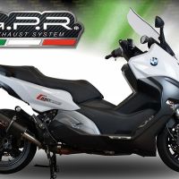 GPR pot echappement compatible avec  Bmw C 650 Sport 2016-2020, Furore Evo4 Nero, Échappement légal, homologué,silencieux avec db killer amovible et tuyau de liaison spécifique 